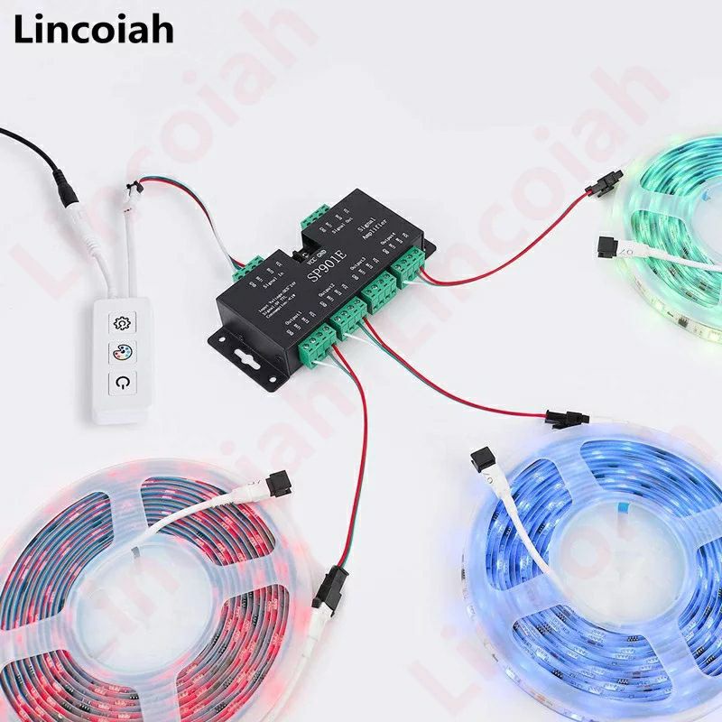 Bộ khuyếch đại tín hiệu điều khiển 1 ra 4 cho đèn LED đuổi, LED ốp trần, LED RGB