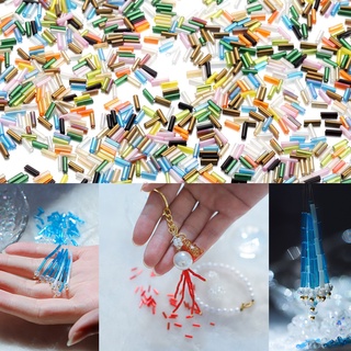 Hạt thủy tinh dài Hạt pha lê để làm đồ trang sức, kích thước 2x7mm, 400 chiếc / gói