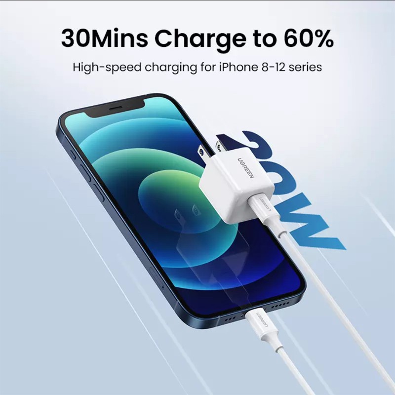 Củ Sạc nhanh UGREEN 20W PD QC cho iPhone 12 Series/ SAMSUNG/ Xiaomi