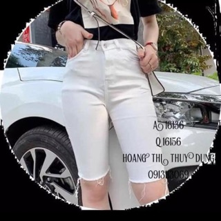 Jean ngố lửng kaki có rách gối và không rách ( trắng , đen