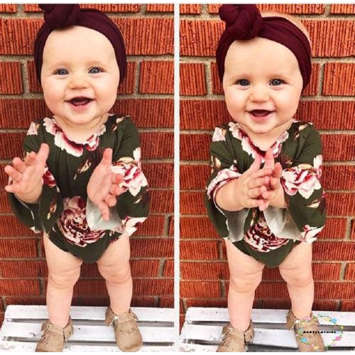 ღWSVღNewborn Toddler Baby Girl Clothes Floral Flower Bodysuit Romper Jumpsuit Outfits