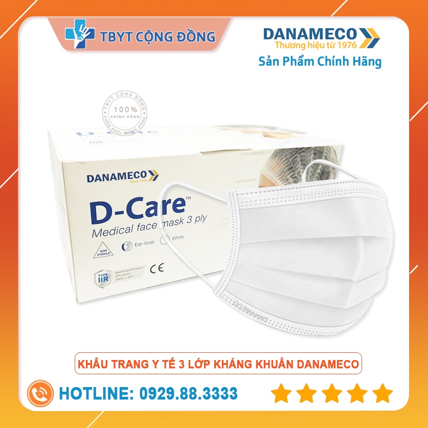 Hộp 50 Cái Khẩu Trang Y Tế Kháng Khuẩn Thương Hiệu DANAMECO