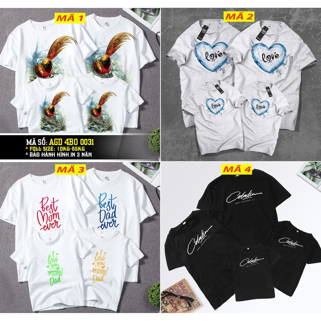 Áo cặp gia đình 4 người cotton co giãn 4 chiều Trending 2020