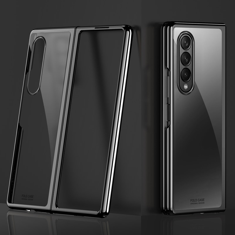 Ốp điện thoại PC cứng trong suốt mạ viền cho Samsung Galaxy Z Fold 3 5g