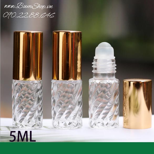 Chai thủy tinh 5ml, dạng lăn, chai siêu dày và chắc chắn
