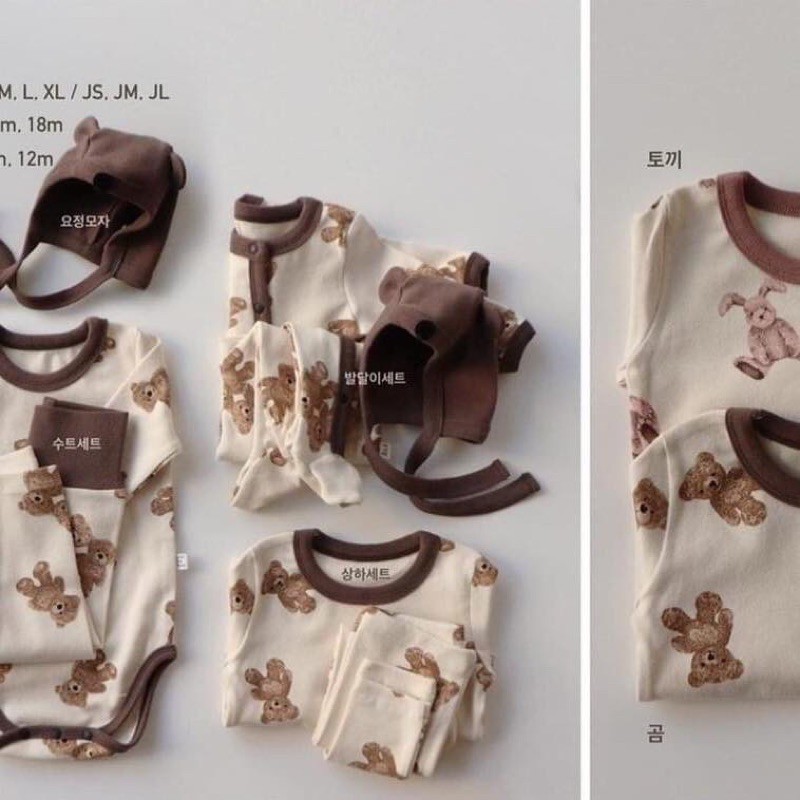 Bộ rời/suit gấu thỏ #peekaboo cho bé trai/bé gái từ 3tháng-3tuổi