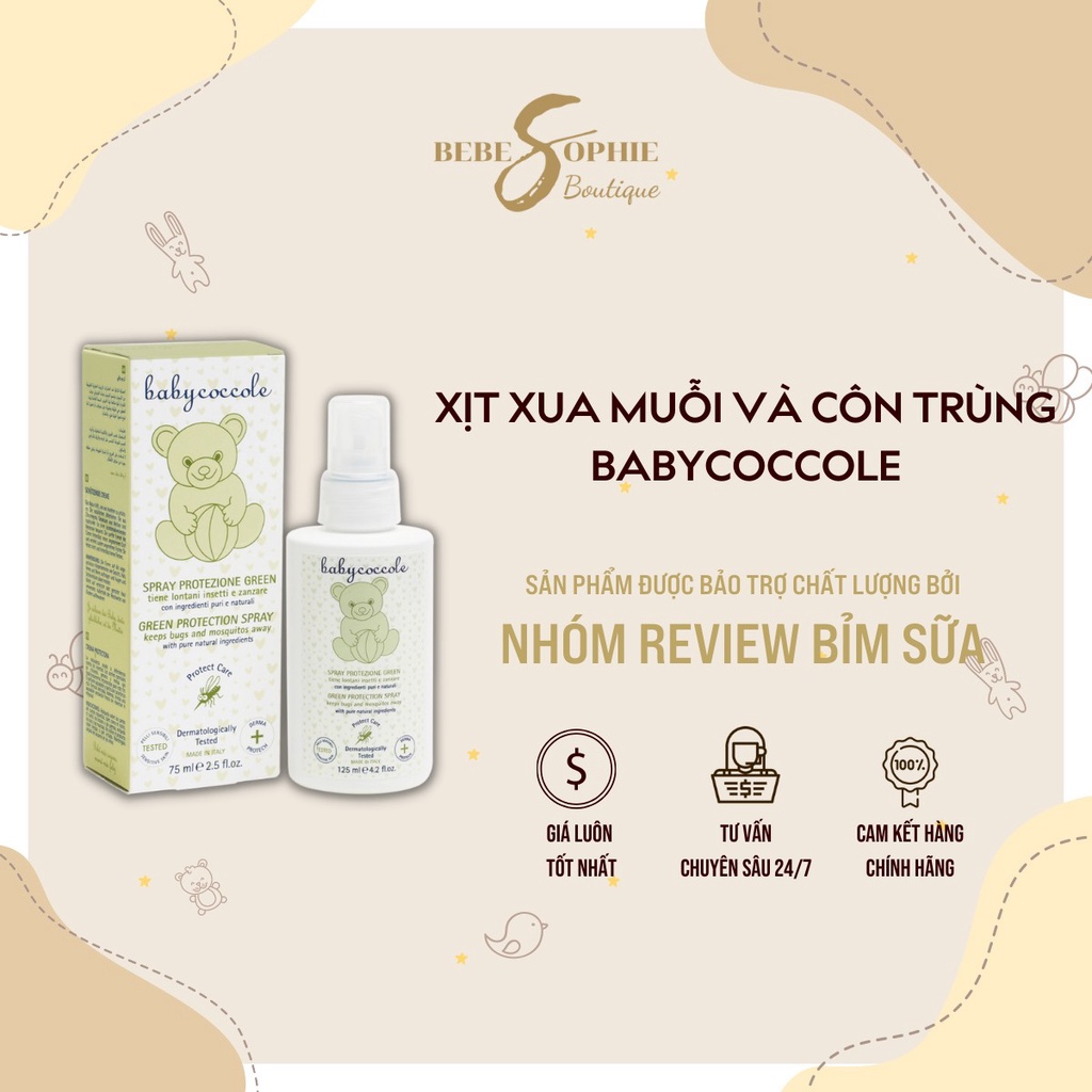 Xịt xua muỗi Babycoccole 0M+ chống muỗi đốt cho bé và cả gia đình, chiết xuất tía tô đất và cây phong lữ 125ml