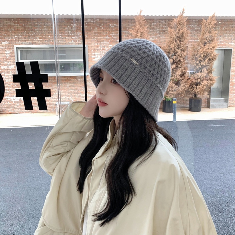 Nón Bucket Dệt Kim Nhỏ Đơn Giản Dễ Phối Đồ Phù Hợp Với Mọi Nơi Công Cộng Dành Cho Bạn Nữ