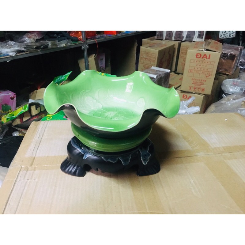 Bát sen thả hoa, bát tụ lộc, đồ thờ cúng gốm sứ đề ban thần tài hút tài lộc chiêu tài