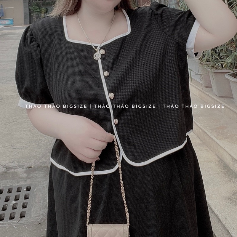 Set áo croptop và chân váy midi - MÚP BIGSIZE 60-100KG