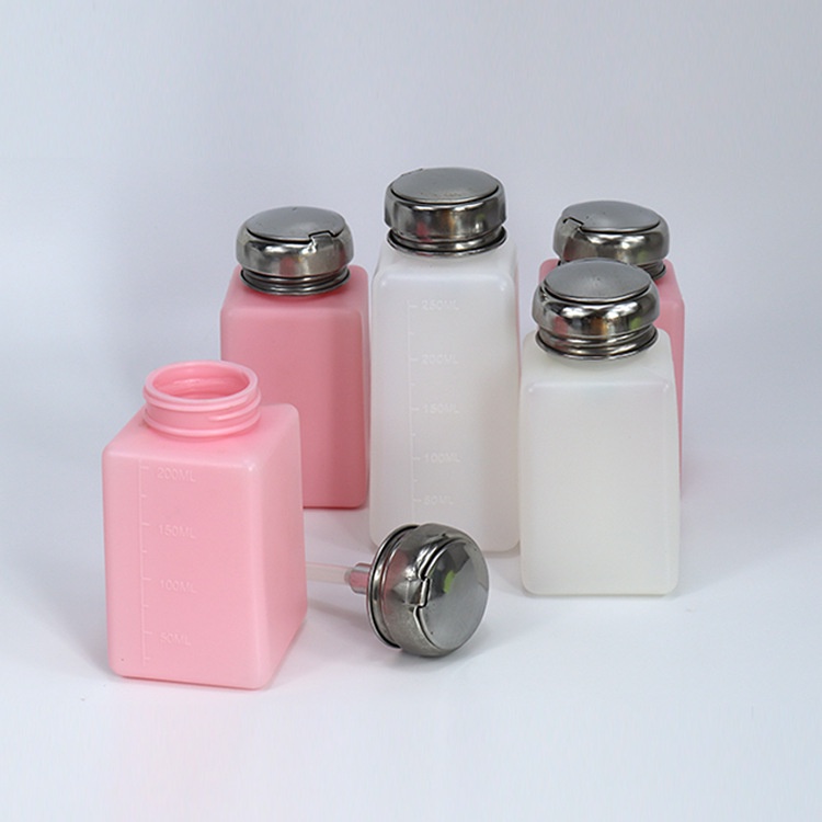 Lọ đựng cồn phòng sạch chống tĩnh điện 200ml màu xanh dương, trắng,hồng dùng để chứa và sử dụng cồn, chất tẩy rửa