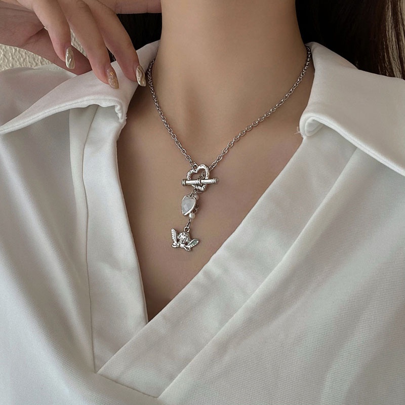 Vòng cổ Hình Trái Tim Đính Ngọc Trai Giả Thời Trang Dành Cho Nữ