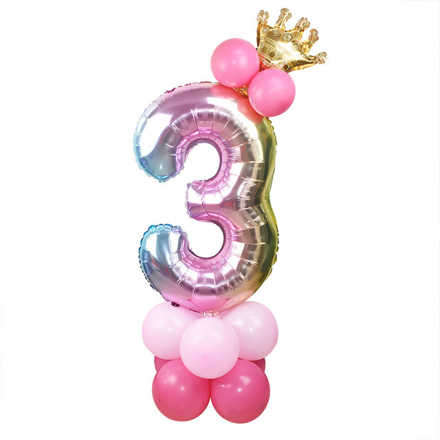 32 Inch Birthday Balloons Rainbow Number Foil Balloons Kids 1st Birthday Party Decorations Balloons Baby Shower Kids Favors Decoration