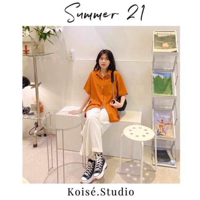 [HÀNG THIẾT KẾ - KOISÉ STUDIO] ÁO SƠ MI MÀU CAM CHÁY FORM RỘNG