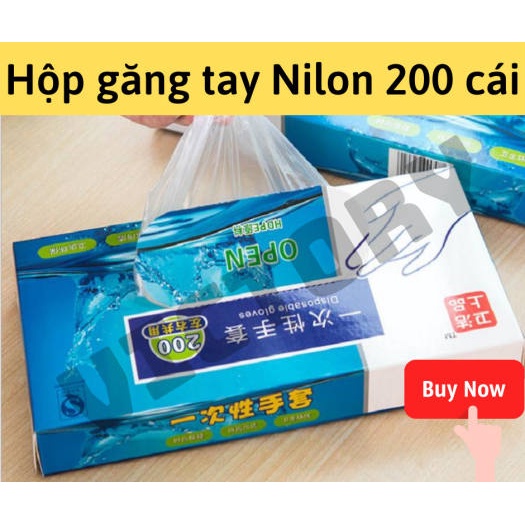 Hộp 200 Chiếc Găng Tay Nilon Dùng 1 Lần - Mỏng/Dai