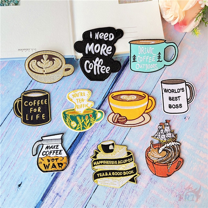 ☸ Miếng Dán Ủi Lên Cà Phê Hình Ly Cà Phê ☸ 1 Sticker Ủi Thêu Hình Latte