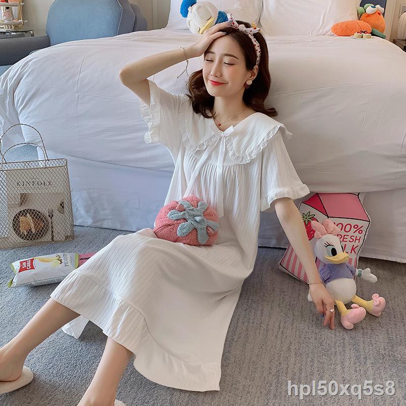 tất cả quần áo ngủ bằng cotton phụ nữ thuần khiết ngắn tay ngọt ngào và đáng yêu váy cung điện phong cách công c