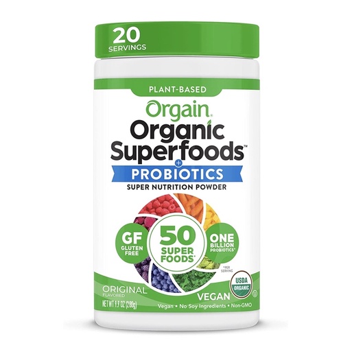 Bột rau củ siêu thực phẩm hữu cơ Orgain Organic Green Superfoods Probiotics 280g USA