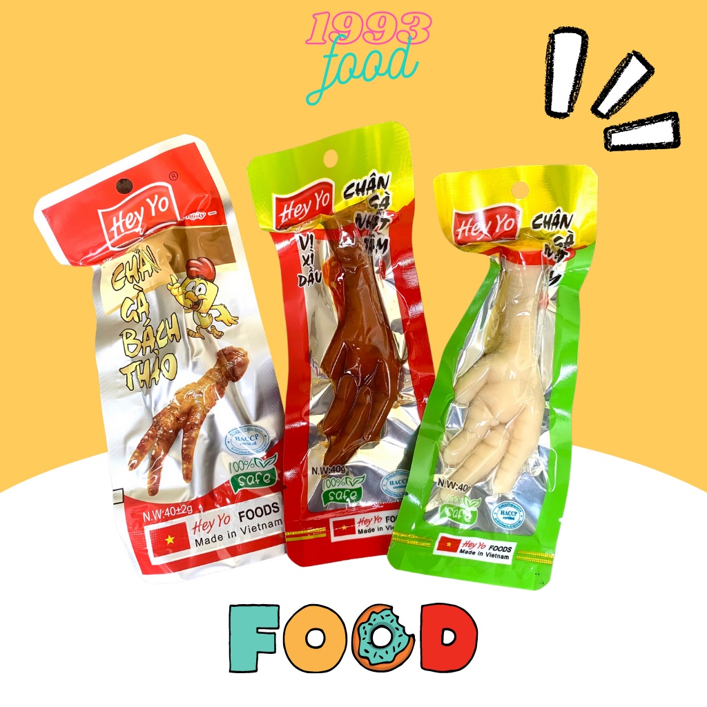 Chân gà cay ăn liền Hey yo Việt Nam, gói 40gram, date mới, ăn vặt 1993 | BigBuy360 - bigbuy360.vn