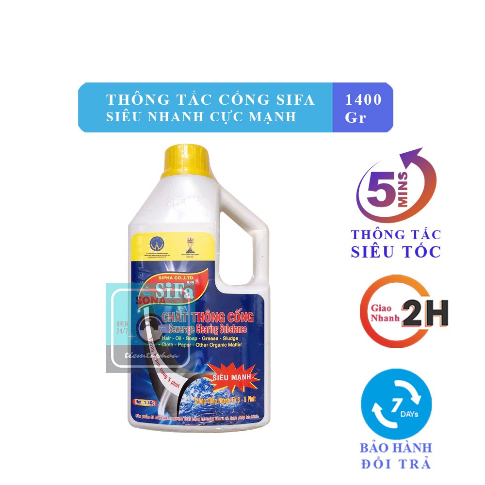 Thông tắc cống, thông tắc bồn cầu, ống thoát nước cực mạnh siêu nhanh 5 phút Sifa 1400g/1600g chống hôi hiệu quả