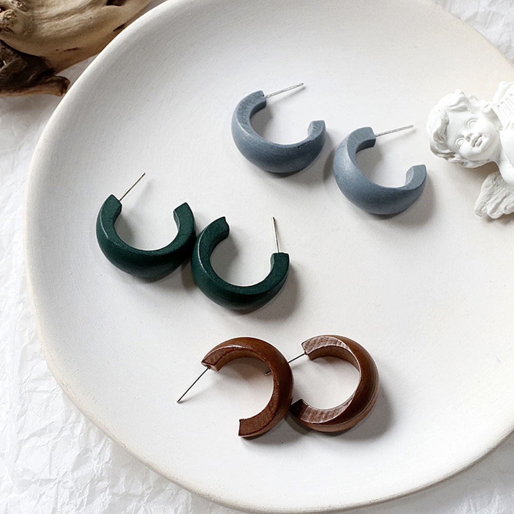 Hoa tai dáng tròn hình chữ c nhiều màu sắc thời trang cho nữ