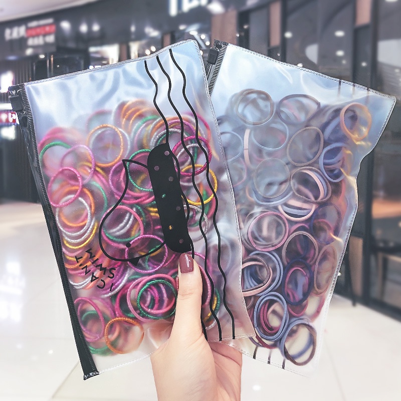 Set 100 Dây Buộc Tóc Co Giãn Mềm Mại Đáng Yêu Cho Bé Gái
