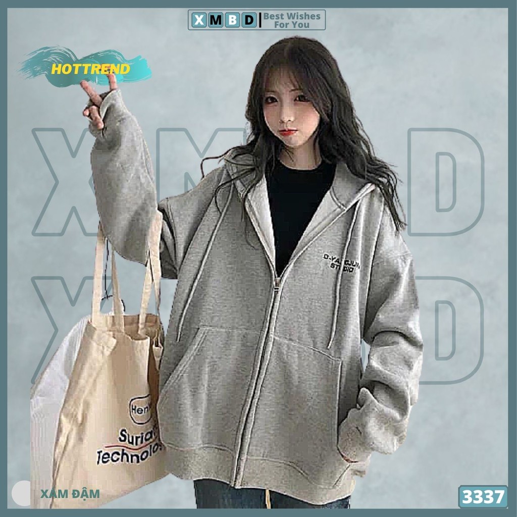 Áo Khoác Nỉ Bông Form Rộng UNISEX Hàng QC Áo Khoác Nữ Khoá Kéo Jackets Nỉ Nam Nữ in D-YA - AK3337