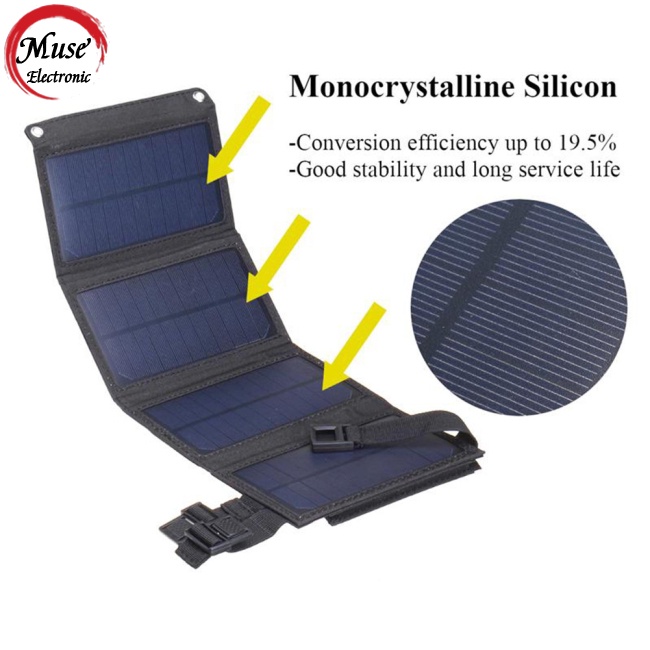 Tấm Pin Năng Lượng Mặt Trời Chống Thấm Nước 20w 5v Có Thể Gập Lại Dành Cho Điện Thoại Di Động