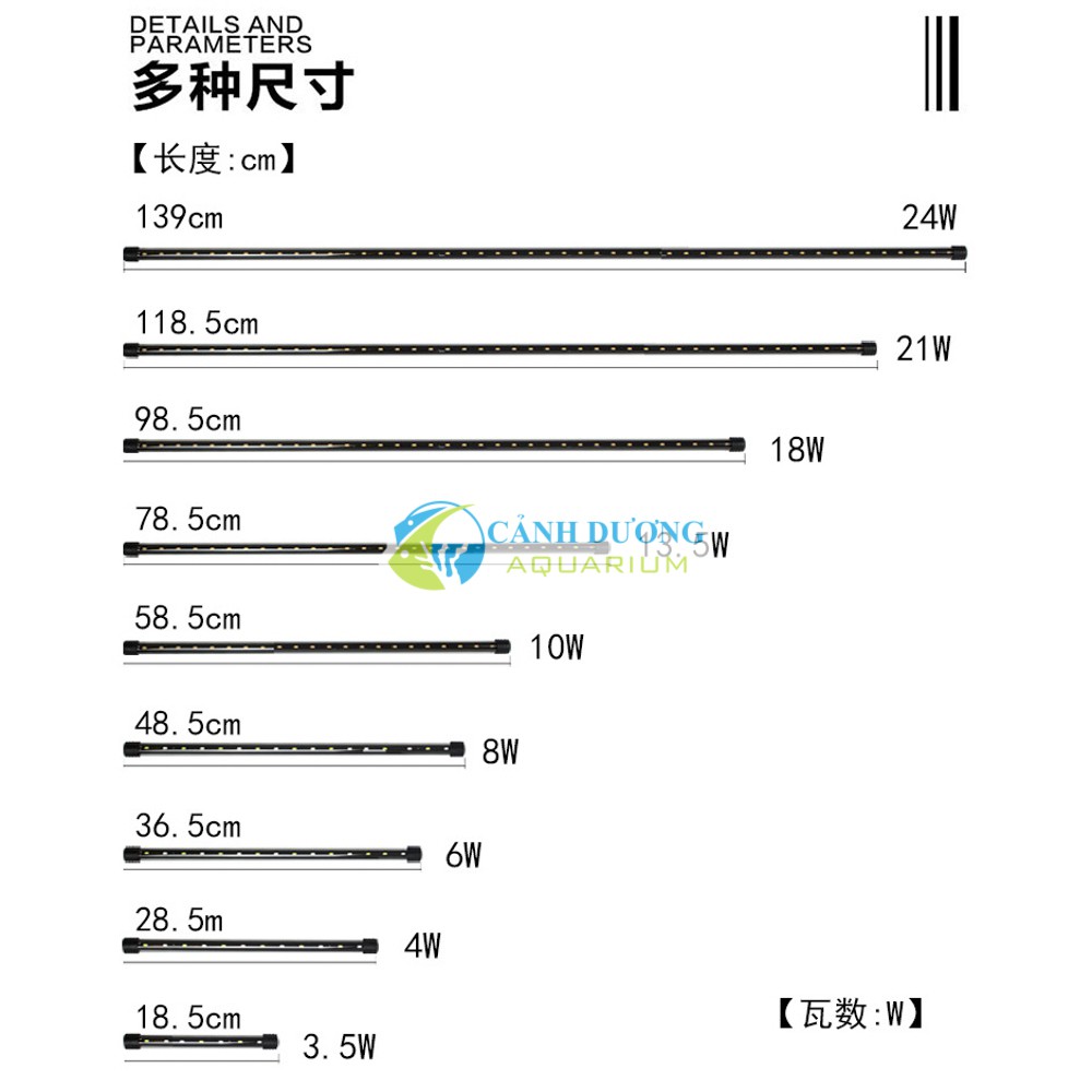 Đèn led chiếu sáng cho hồ cá , bể cá cảnh - Đèn led T4-60 LED cho bể 60cm - 80cm