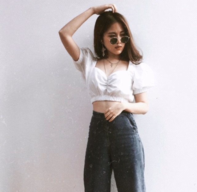 Áo voan nhún ngực basic