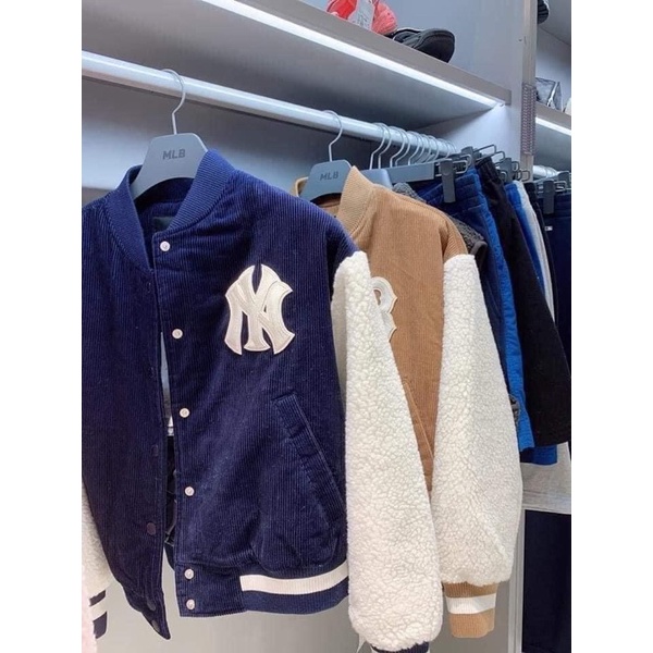 ÁO KHOÁC,Áo Bomber Lông Cừu FREESIZE MLB