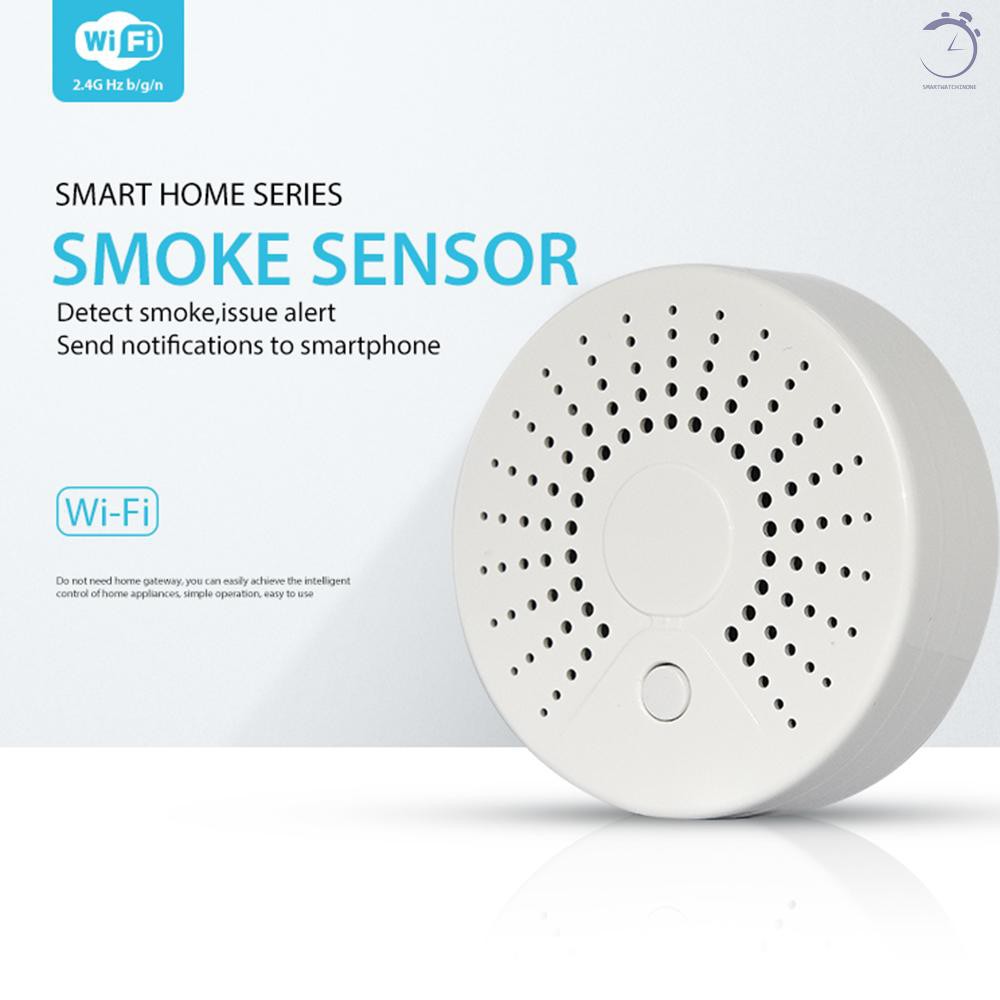 Cảm biến nhiệt độ khói lửa thông minh Wifi Báo động Cảm biến nhiệt độ khói không dây để tự động hóa Hệ thống báo động an ninh gia đình SmartLife APP Control♠