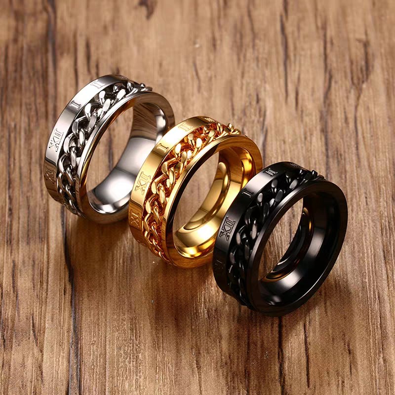 Nhẫn Thép Titan Không Gỉ Khắc Chữ Số La Mã Thời Trang Hàn Quốc Cho Nam Nữ