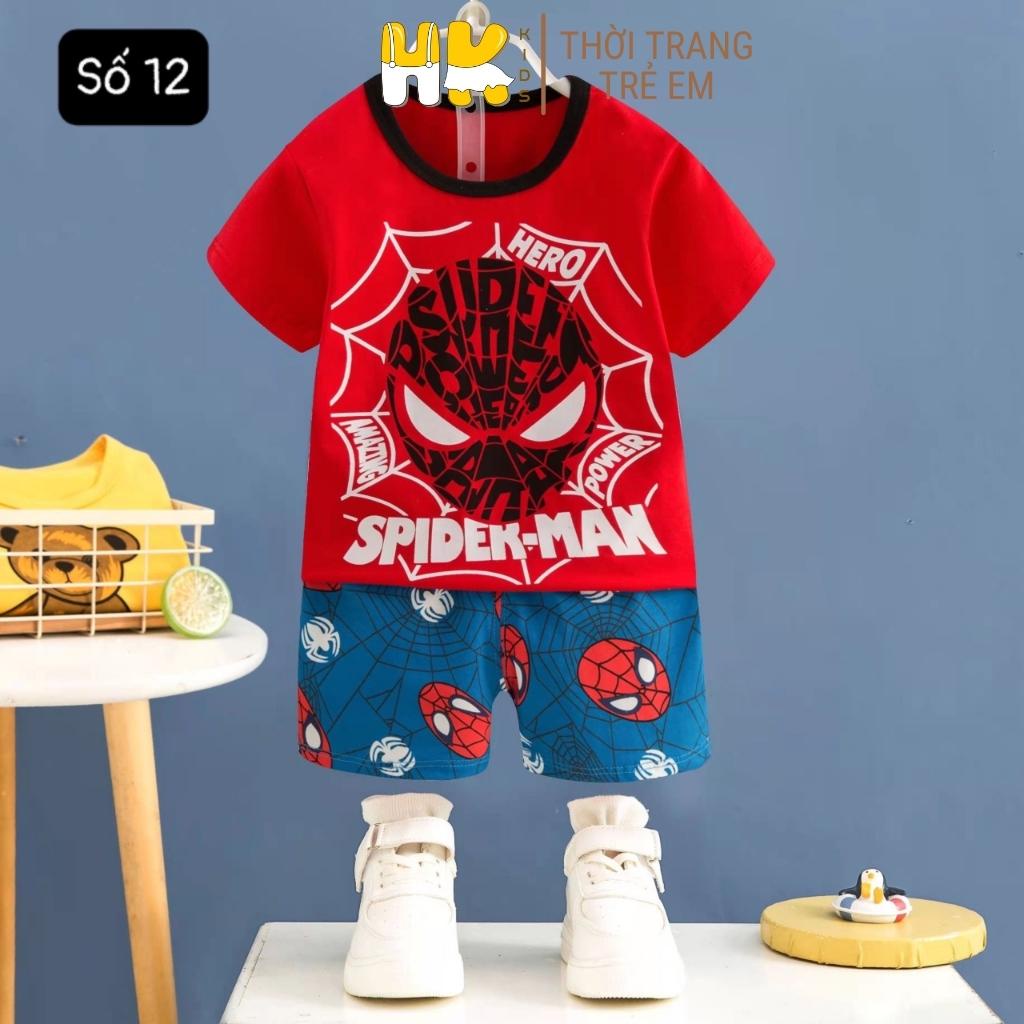 Bộ quần áo cộc tay bé trai HK KIDS, bộ đồ ngắn tay cotton mềm mát size cho bé từ 1-7 tuổi