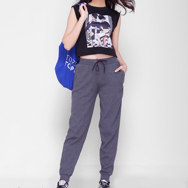 Quần jogger len tăm bo gấu nữ quần nỉ jogger len tăm quần nữ TED11