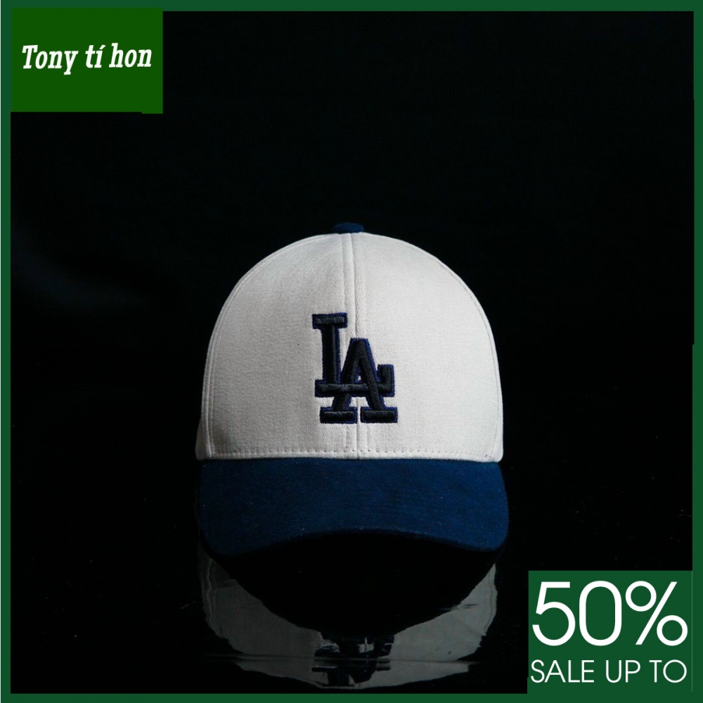 Tony tí hon_ tặng quà khi mua_ Mũ nón kết lưỡi trai nam nữ LA Champions trắng ngà phối xanh lam cao cấp