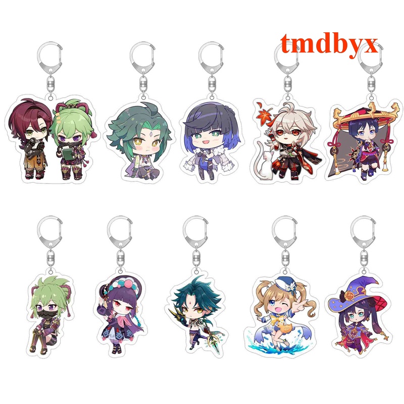 Móc Chìa Khóa tmdbyx Genshin Va Chạm Genshin Diluc Rantai Kunci Keqing Barbara Paimon