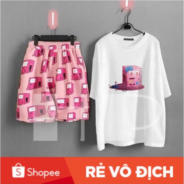 [ XẢ KHO GIÁ SỐC ] Sét áo game ngồi đeo nơ + quần đùi game hồng THB868