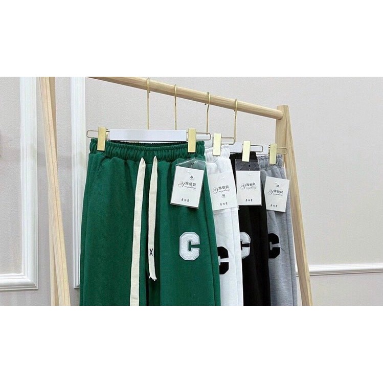 Quần jogger bo gấu chữ C chất tổ ong mẫu mới