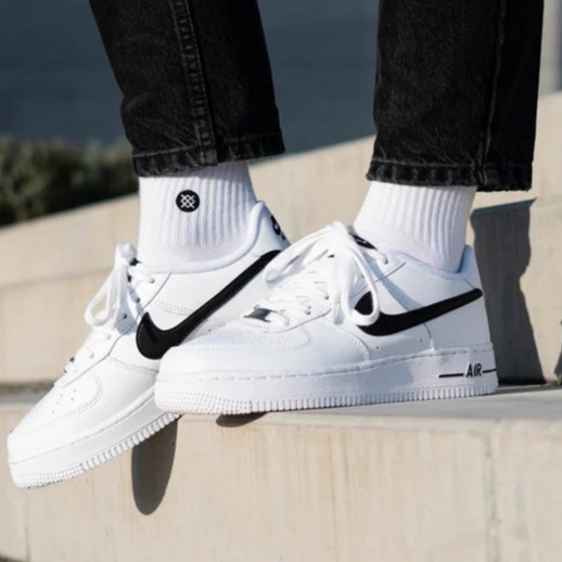 Giày thể thao AF1 trắng vệt đen nam nữ, giày sneaker AIR FORCE trắng tích đen thấp mới Hot Hit 2022