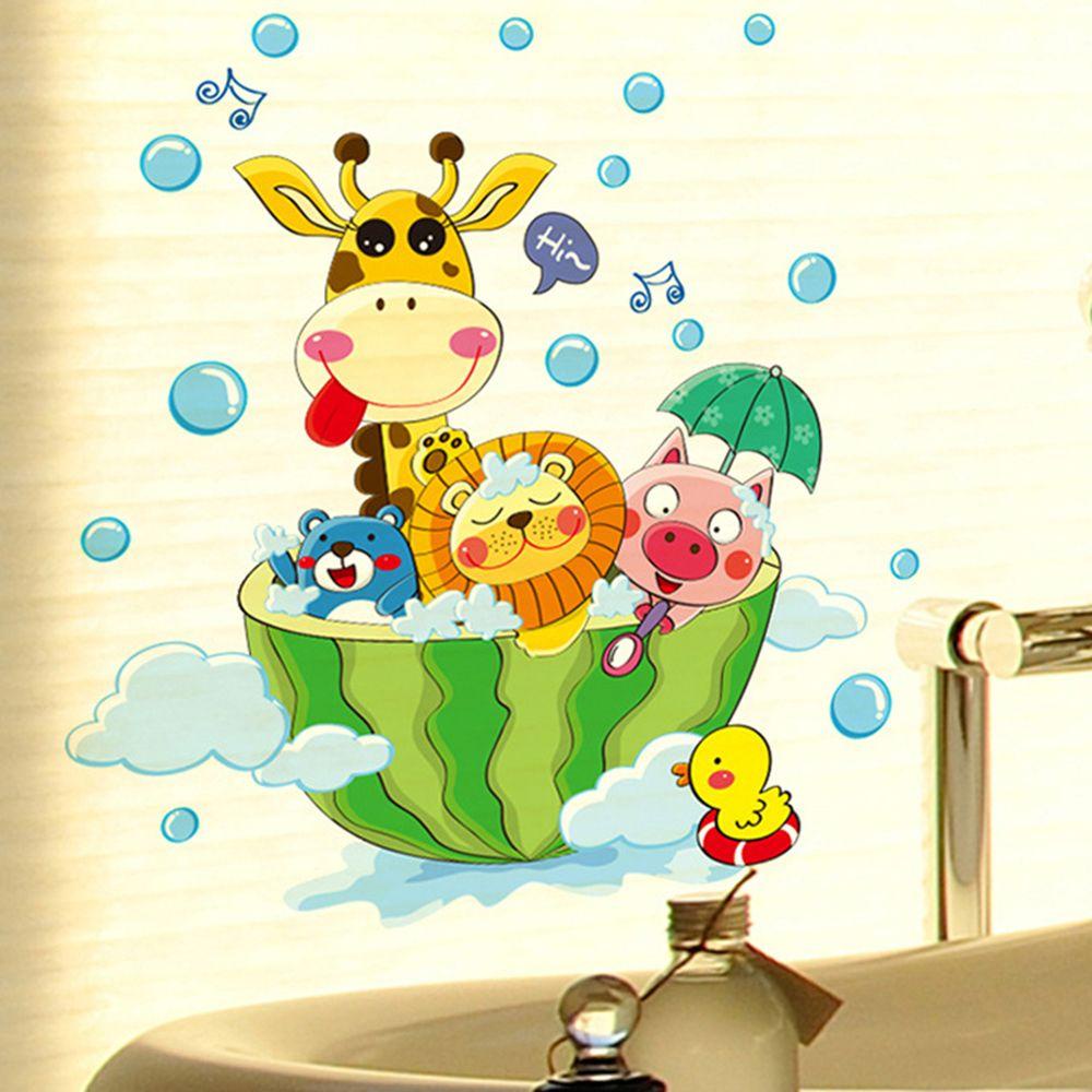 NICKOLAS Sticker Dán Tường Chống Thấm Nước Họa Tiết Hoạt Hình Dễ Thương Trang Trí Phòng Tắm Cho Bé