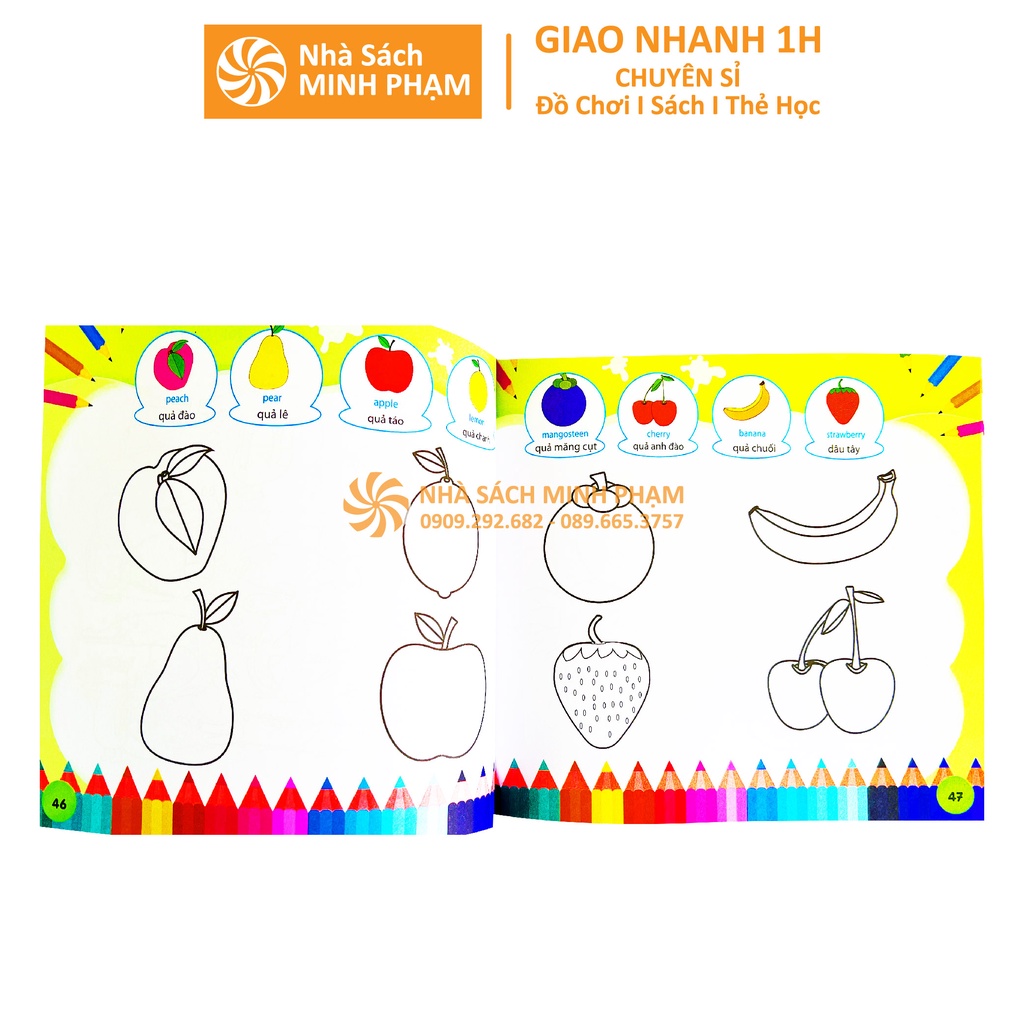 Sách - Tập Tô Màu 9999 Cho Bé 2-6 Tuổi - Song Ngữ Anh Việt