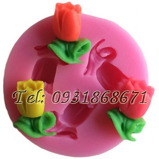 Khuôn silicon làm rau câu 3 hoa tulip - Mã số 3