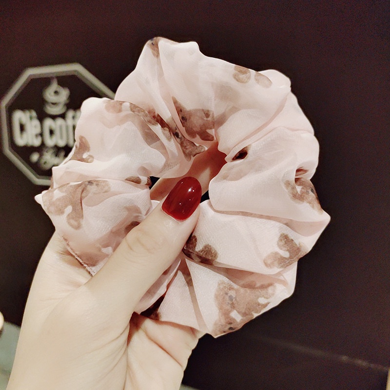 Dây cột tóc scrunchies vải voan họa tiết Gấu Teady Cocochang shop