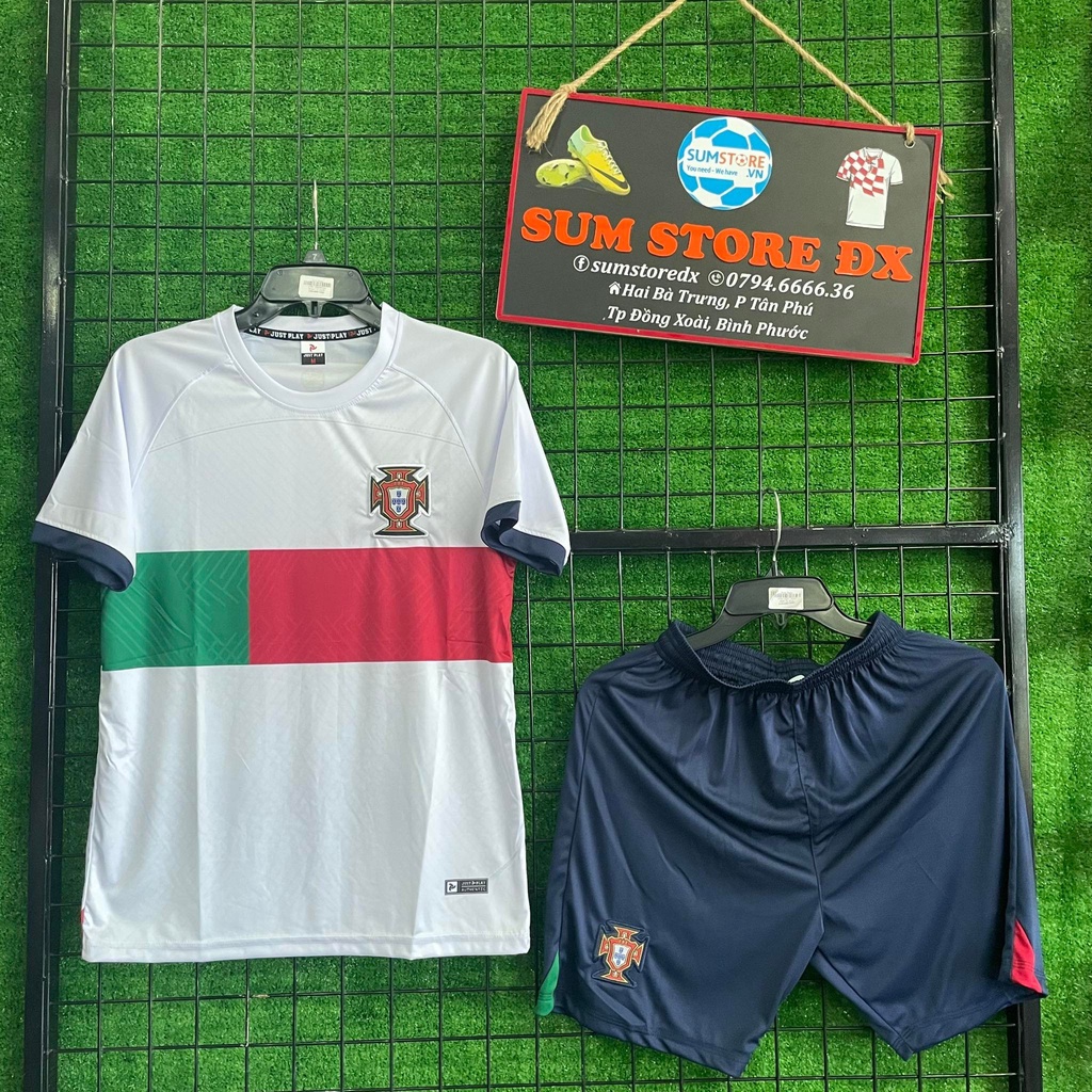 Quần Áo Bóng Đá Đội Tuyển Bồ Đào Nha Trắng 22 JP - Áo Đấu Hot 2022, Cực Đẹp