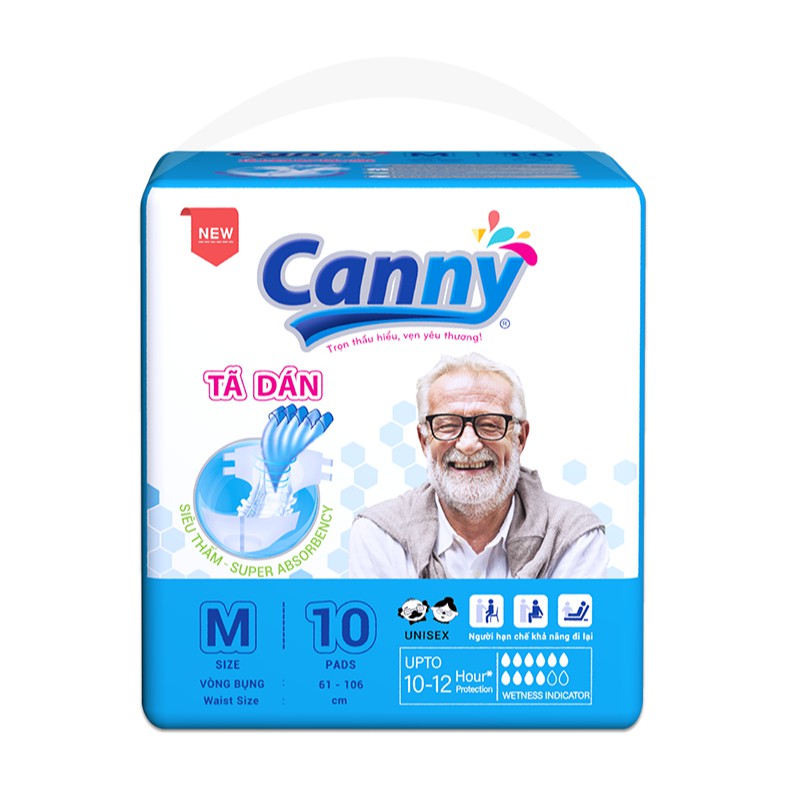 Tã, Bỉm dán người già siêu thấm CANNY size M-10 miếng/gói