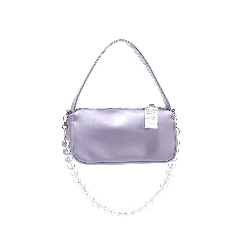 Túi đeo chéo IELGY da mềm màu trơn dây đeo xỏ hạt trong suốt thời trang cho nữ