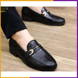 Giày Lười Nam Da Bóng Giá Rẻ - Đế Cao 3cm - Mã L157 Màu Đen