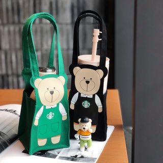 Túi đựng cốc nước bình giữ nhiệt họa tiết gấu Starbucks dễ thương tiện lợi