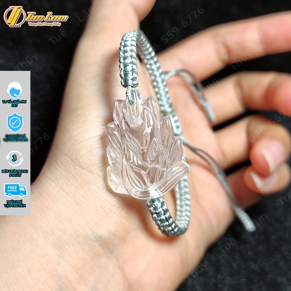 Vòng tay dây chỉ cao cấp bền đẹp bện hồ ly chúa thach anh nhiều màu, phụ trợ tình duyên, mang lại may mắn - Tuệ Lâm